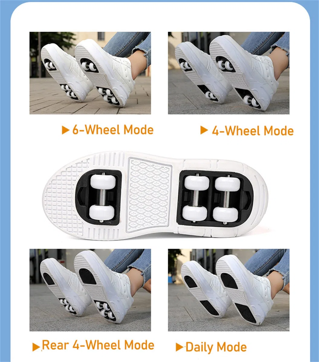 Mateju Scarpe con Rotelle da Bambina Ragazzo Ragazza Sportive Scarpe da Skateboard, 6 Rotelle Rimovibile Skateboard Ginnastica da Pattini Sneakers per Bambino, 31-40 EU