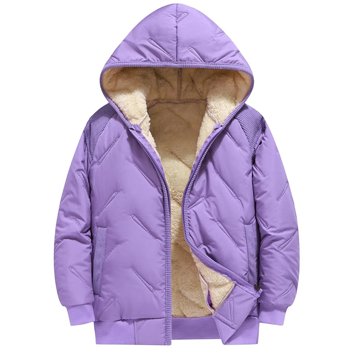 Cappotti foderati in pile invernale caldo piumino con cappuccio per bambini imbottito piumino trapuntato cappotto leggero per adolescenti parka Outwear