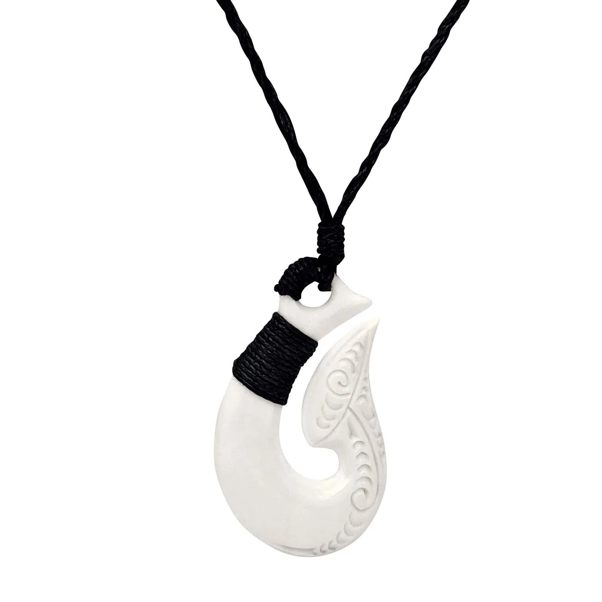 81stgeneration Ciondolo Hei Matau in Osso Intagliato a Mano | Accessorio da Surfista da Uomo | Collana Fatta a Mano con Cordino e Amo da Pesca in Stile Maori | Gioielli Tribali Naturali per Le Donne
