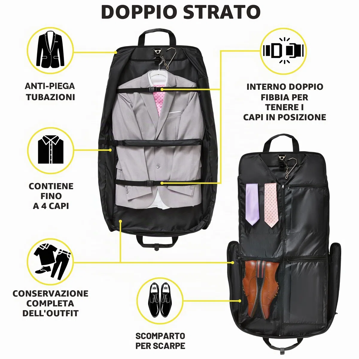 ZEGUR Borsa Porta Abiti da Viaggio – Custodia Pieghevole per Abiti e Completi con Tracolla – Poliestere 1800D Impermeabile per Viaggi d'Affari