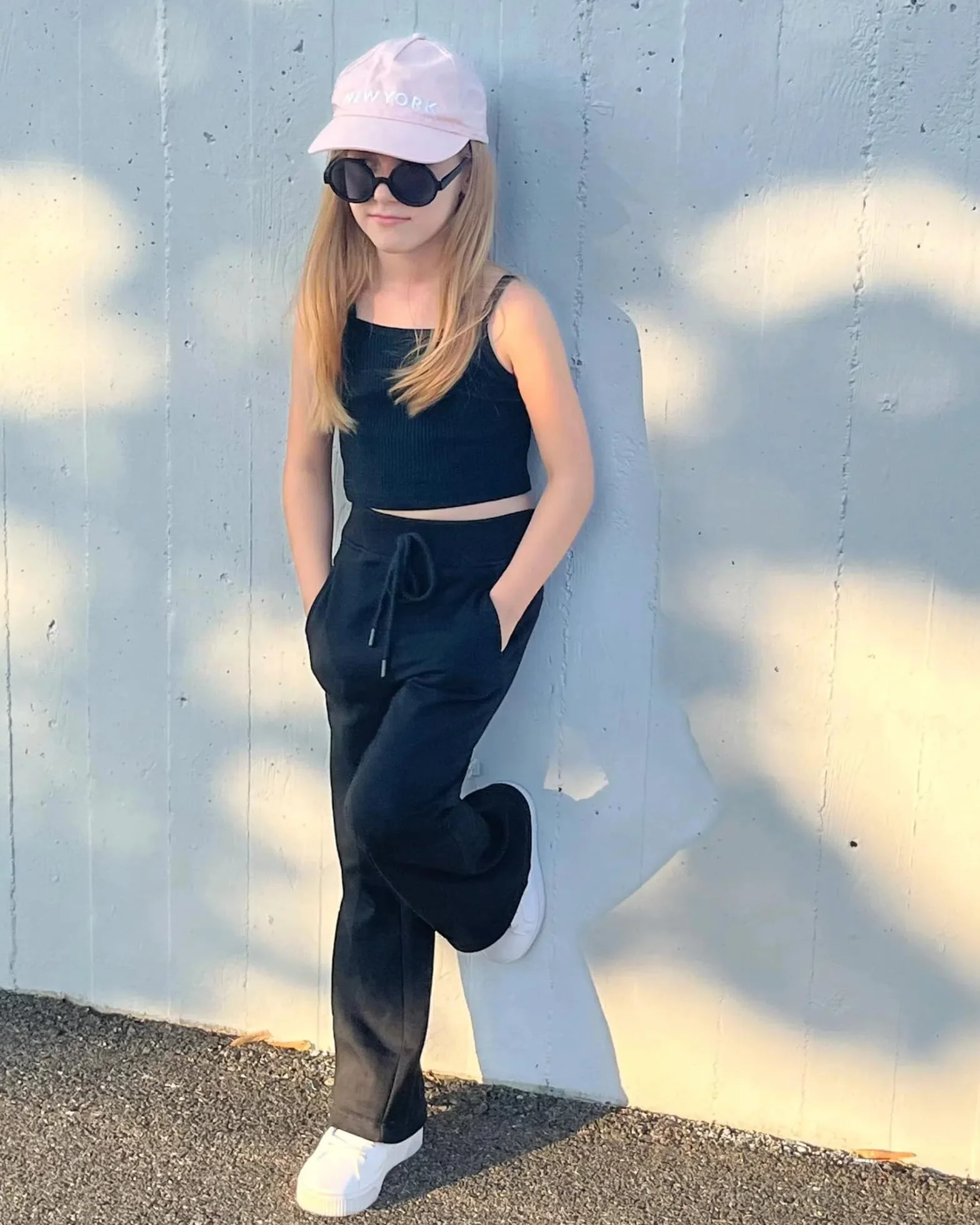 Rolanko Ragazze Jersey Pull Up Pantaloni, Bootcut Elastico in Vita Scuola Uniforme Pianura Svasata Pantaloni da Tuta