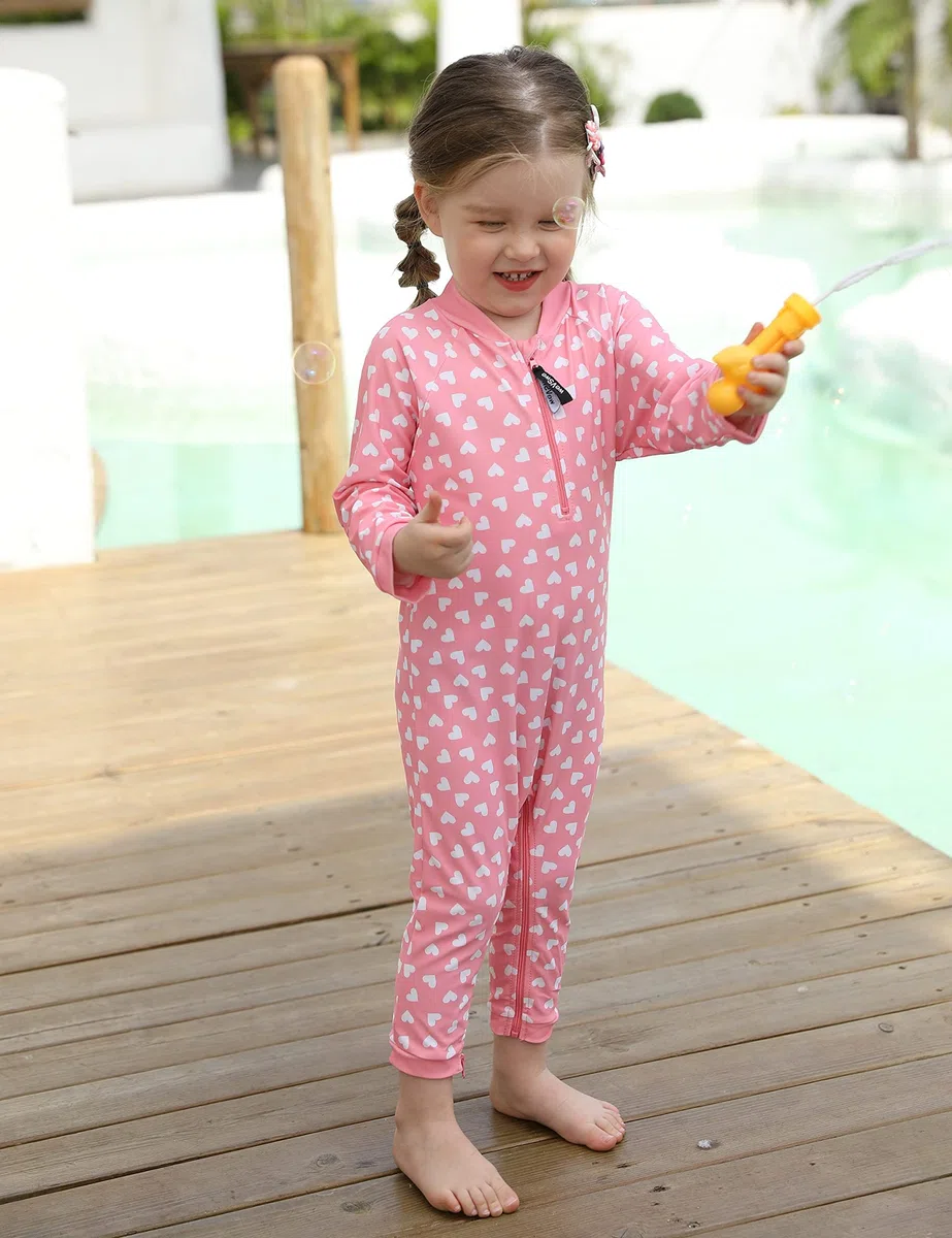 weVSwe Costume da Bagno per Bambini UPF 50+ Rash Guard a Maniche Lunghe con Cerniera sul Cavallo