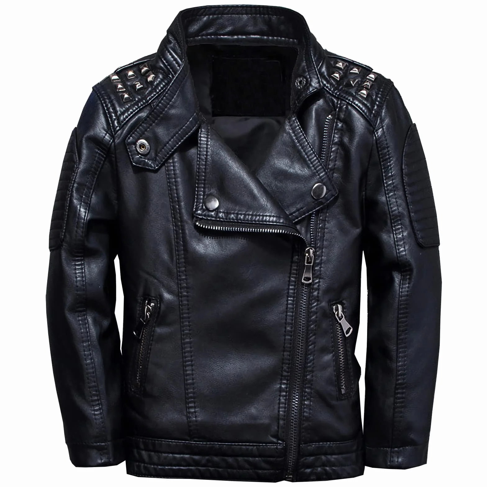 Giubbotto moto ecopelle bambino - Giacca in pelle sintetica con borchie - Cappotti primavera autunnali ragazzi