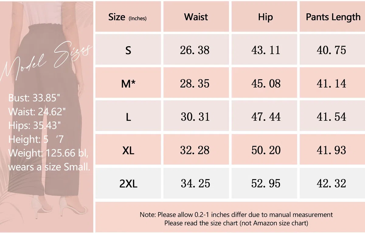 PrinStory Pantaloni estivi da donna a gamba larga, leggeri, elasticizzati, con tasche, pantaloni da lavoro casual