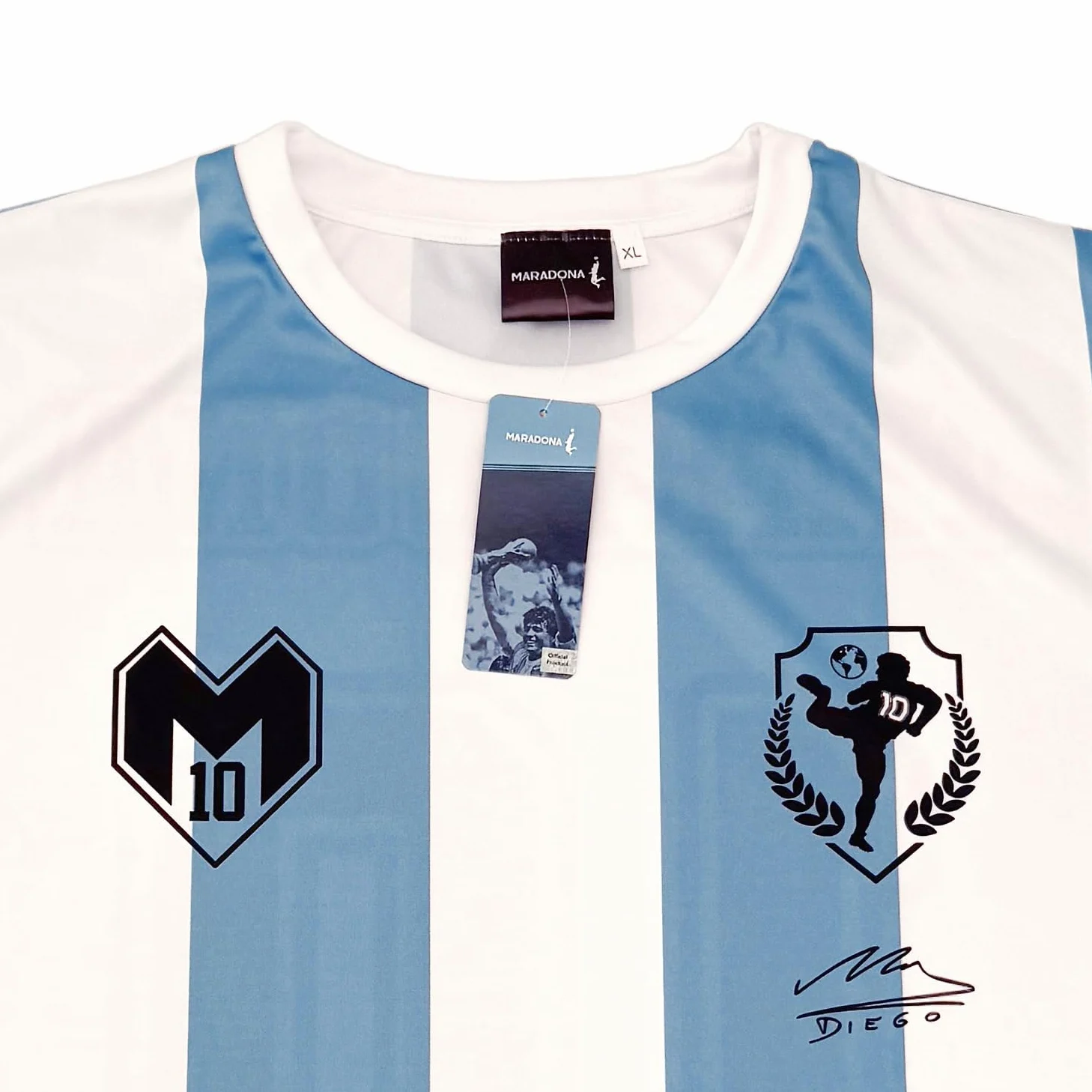 Maglia Calcio Diego Armando Maradona. Replica Ufficiale. Maglietta Calcio Argentina per Ragazzo e Adulto.