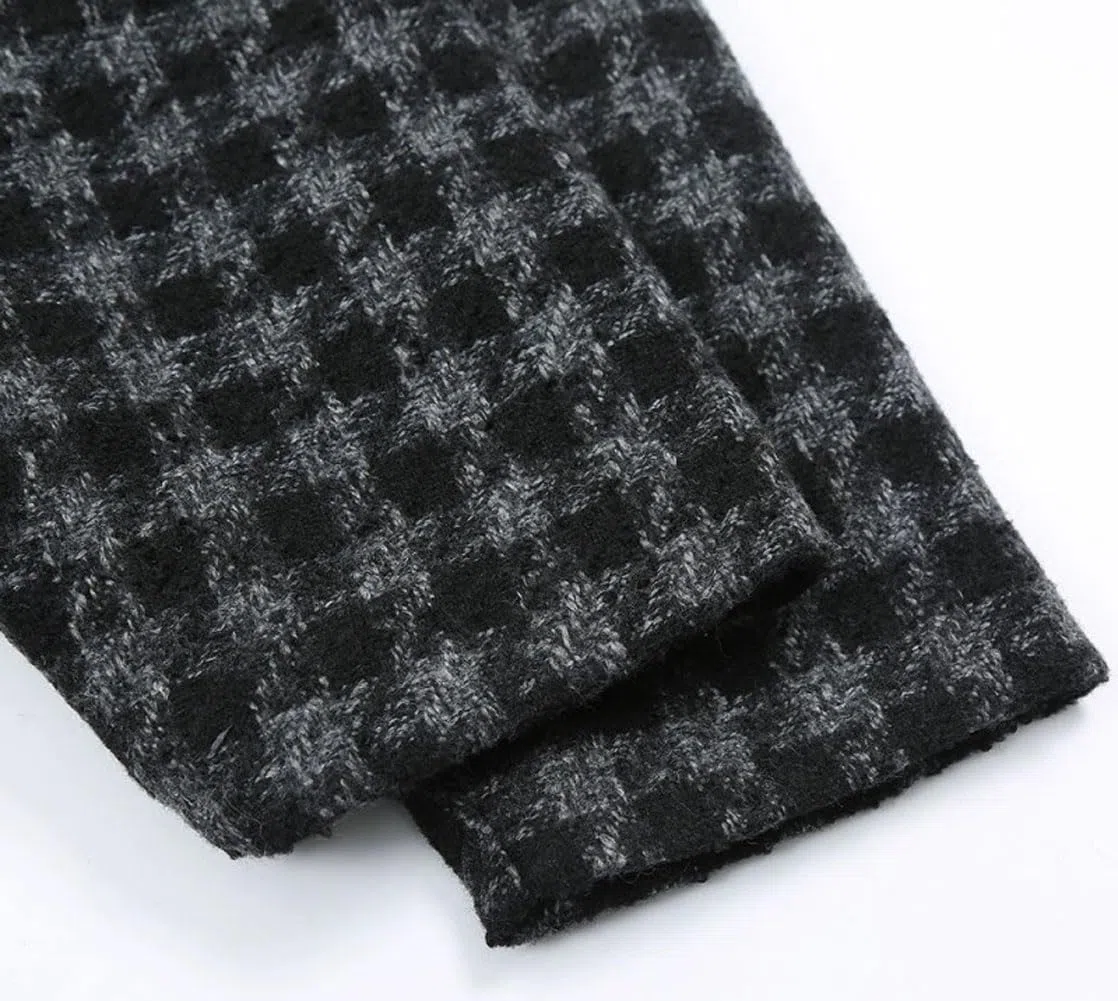 Cappotto in lana scozzese trapuntato caldo da Donna autunno/inverno con tasche spesso ampio doppiopetto lunghezza media