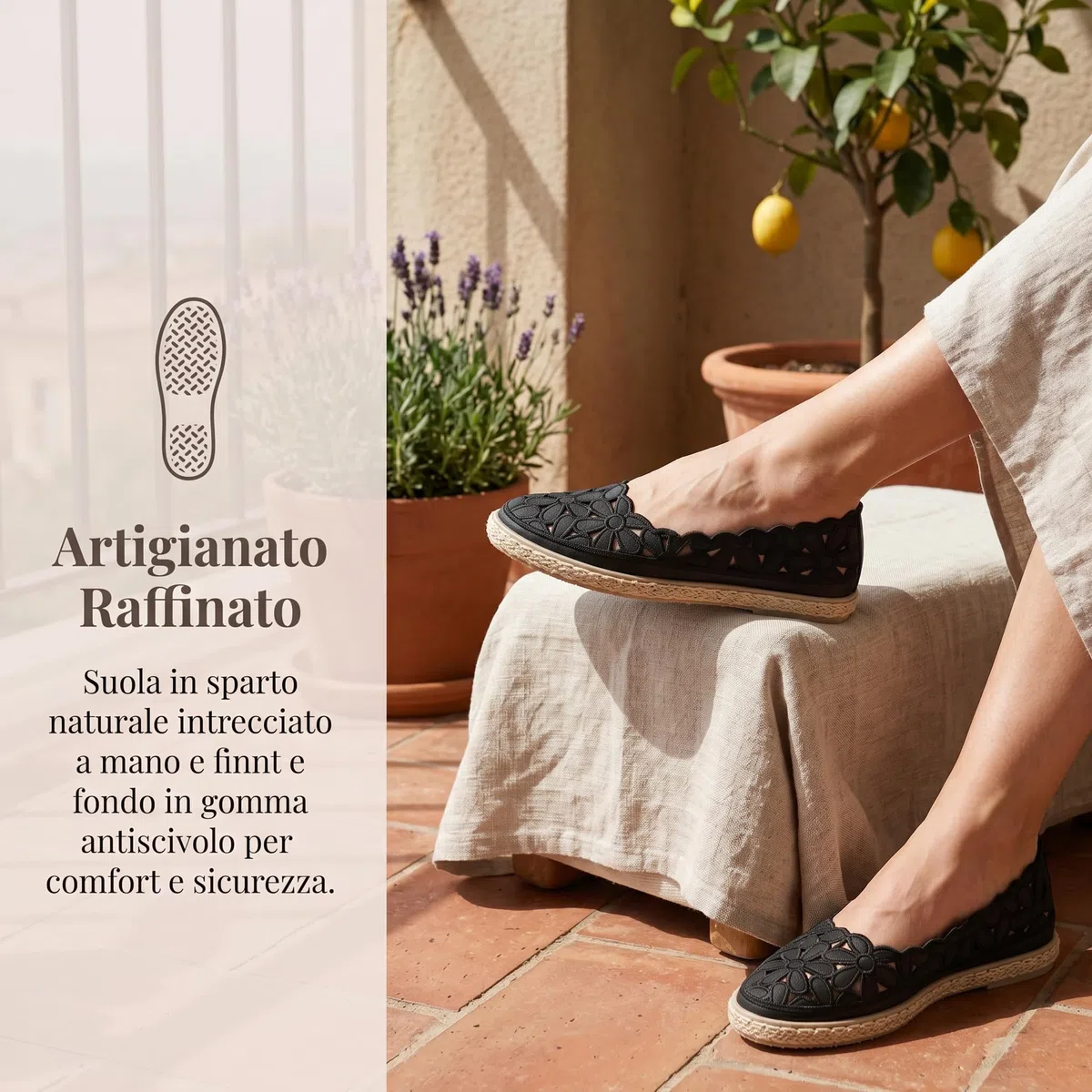 GLAMORA Espadrillas Donna Ballerine Traforate Slip On Leggere Traspiranti Scarpe Estive Basse Comode Suola Antiscivolo Elastiche Calzata Facile Eleganti