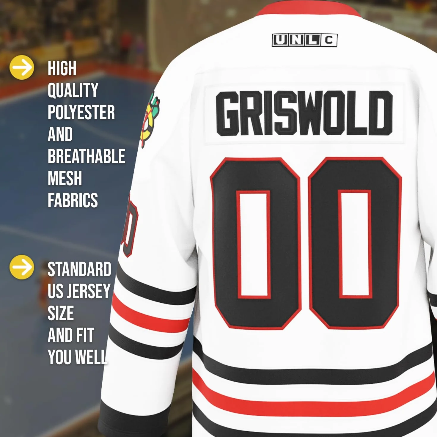 Griswold #00 Movie Hockey Jersey - Cucito Lettere e Numeri Autentici Fabs Apparel S-5XL