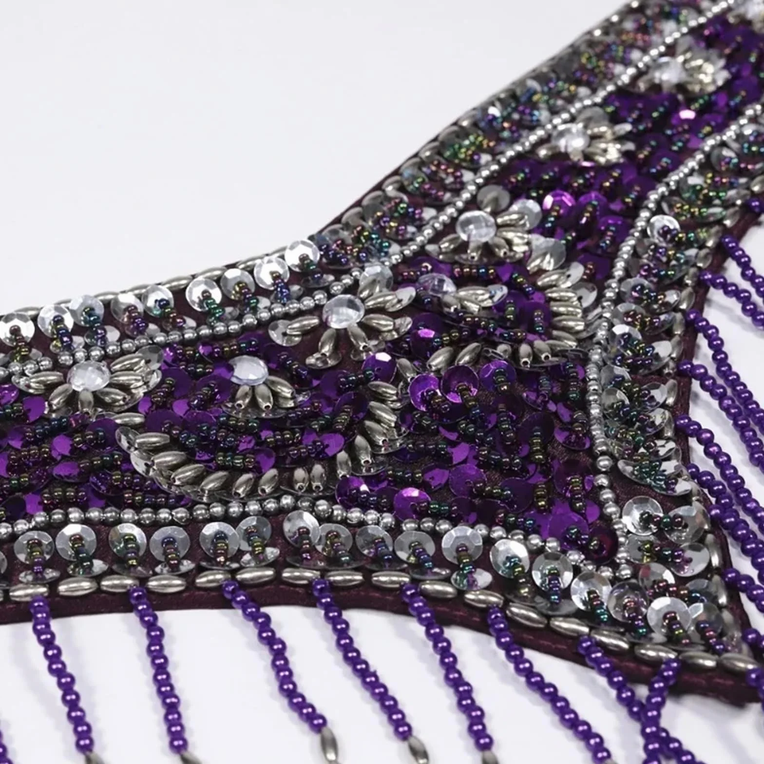 Costume da Danza del Ventre Costume da Ballo in Due Pezzi con Reggiseno e Cintura con Perline e Paillettes in Stile Orientale da Donna, Completo da Spettacolo(Color 3,M)