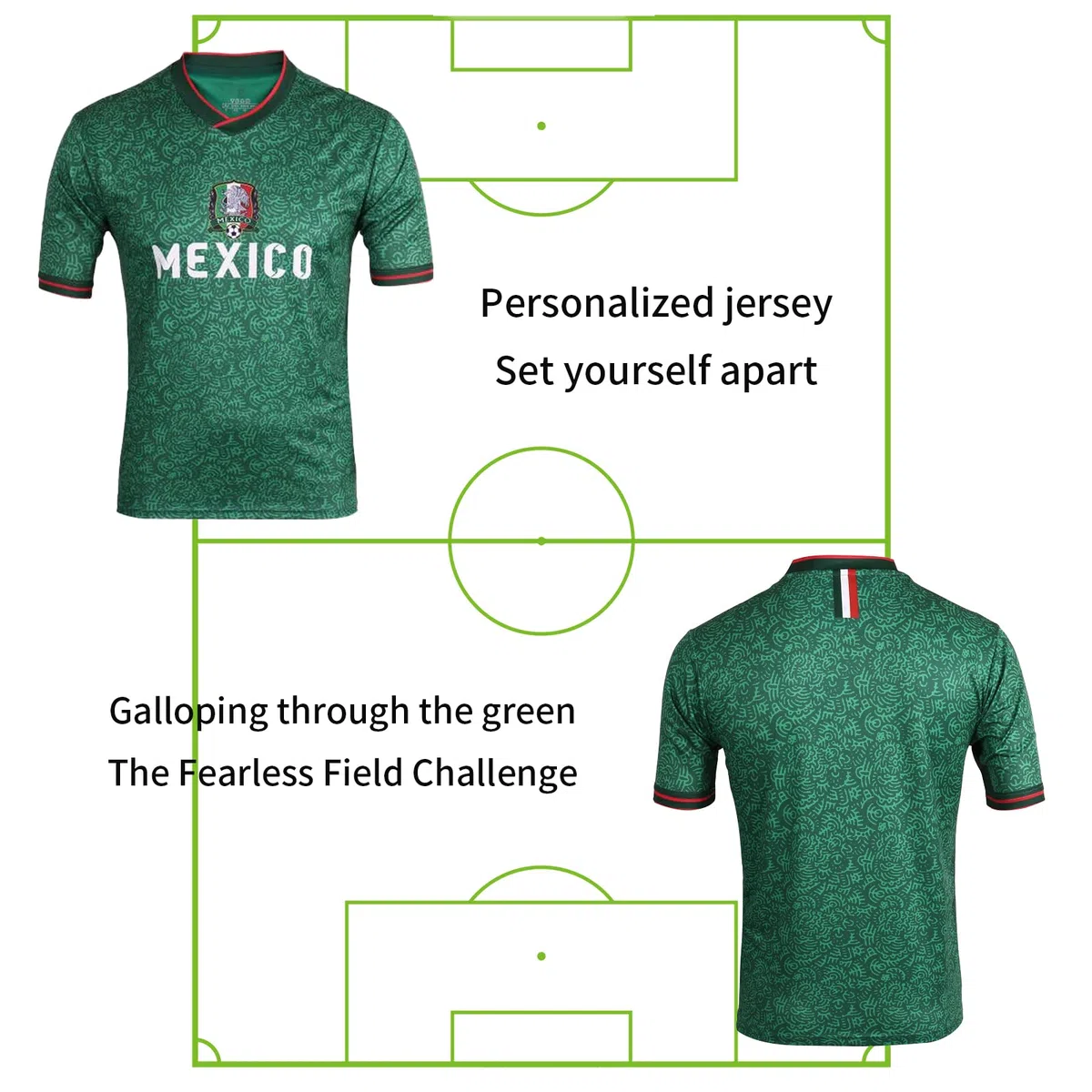 Maglia da calcio per tifosi della Coppa del Mondo 2026 - Argentina, Brasile, Messico e USA, Messico, L
