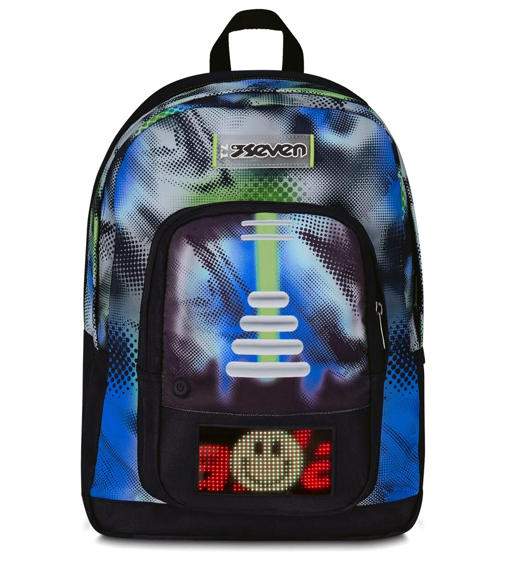 Seven Zaino Scuola Freethink Write Down, Blu, Doppio Scomparto Con Tasca per PC e Tasca per Borraccia, Capienza 34 litri, Scuole Medie e Superiori, Per Ragazzo e Ragazza