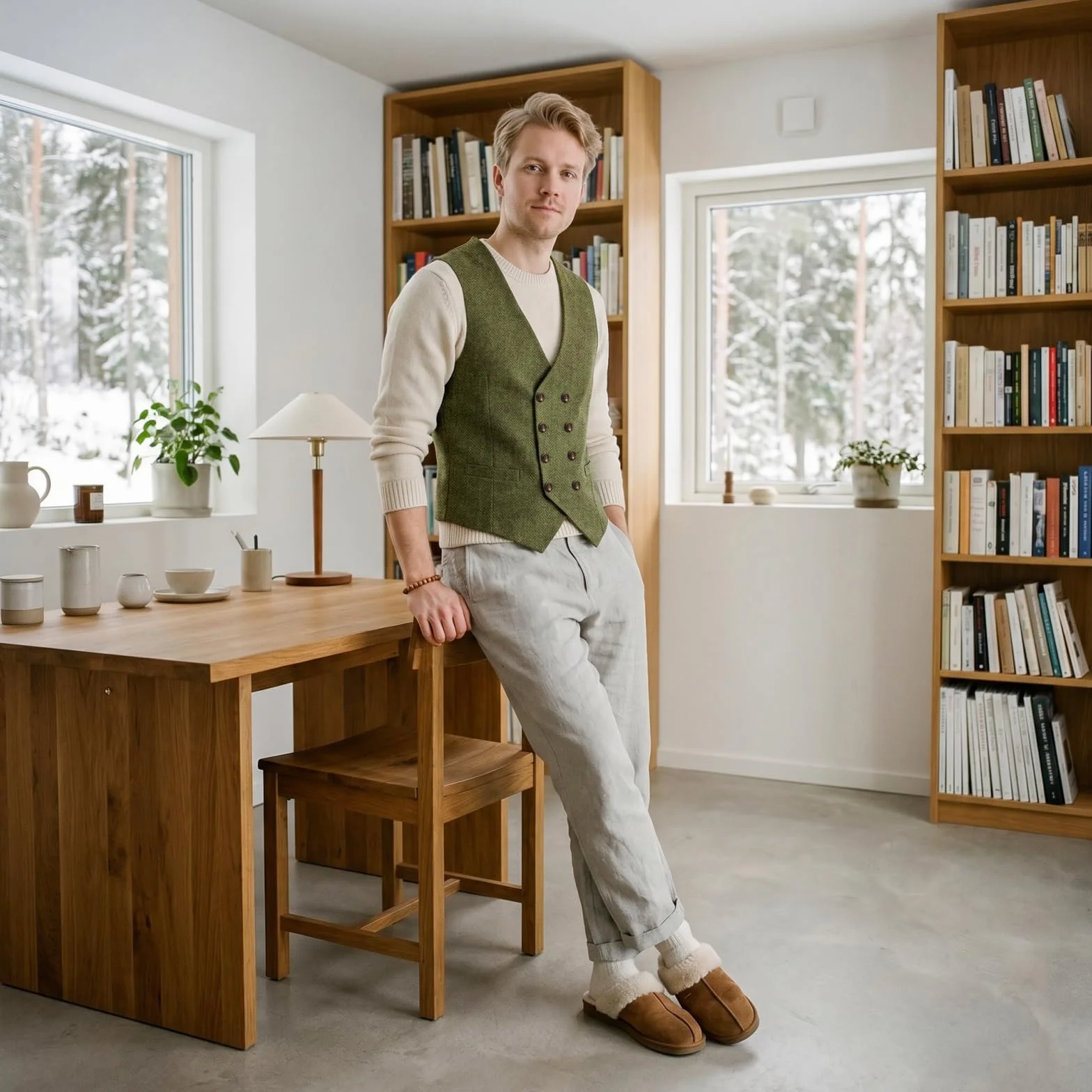 Solovedress Gilet da uomo vintage in tweed, doppiopetto, per matrimonio