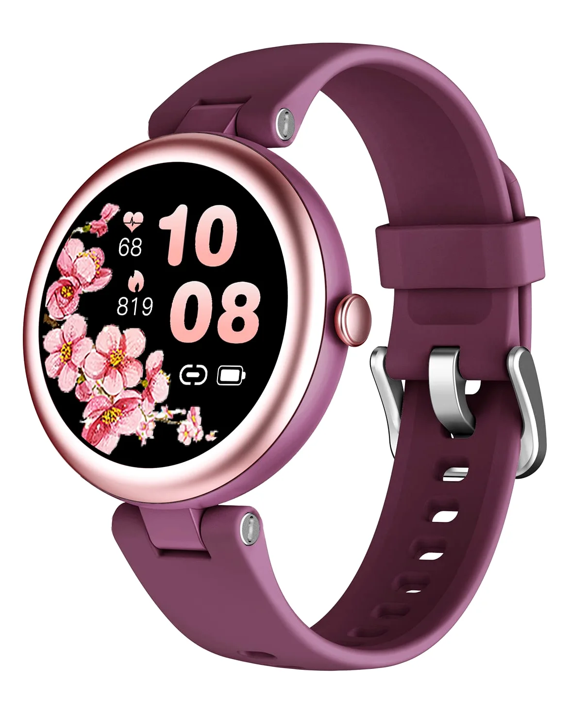 LYNN Smartwatch Donna Orologio Fitness Sportivo Smart Watch Tondo Quadrante Android iOS Activity Tracker Cardio SpO2 Impermeabile IP68 Sfondo Personalizzabile Ciclo Mestruale Timer Viola