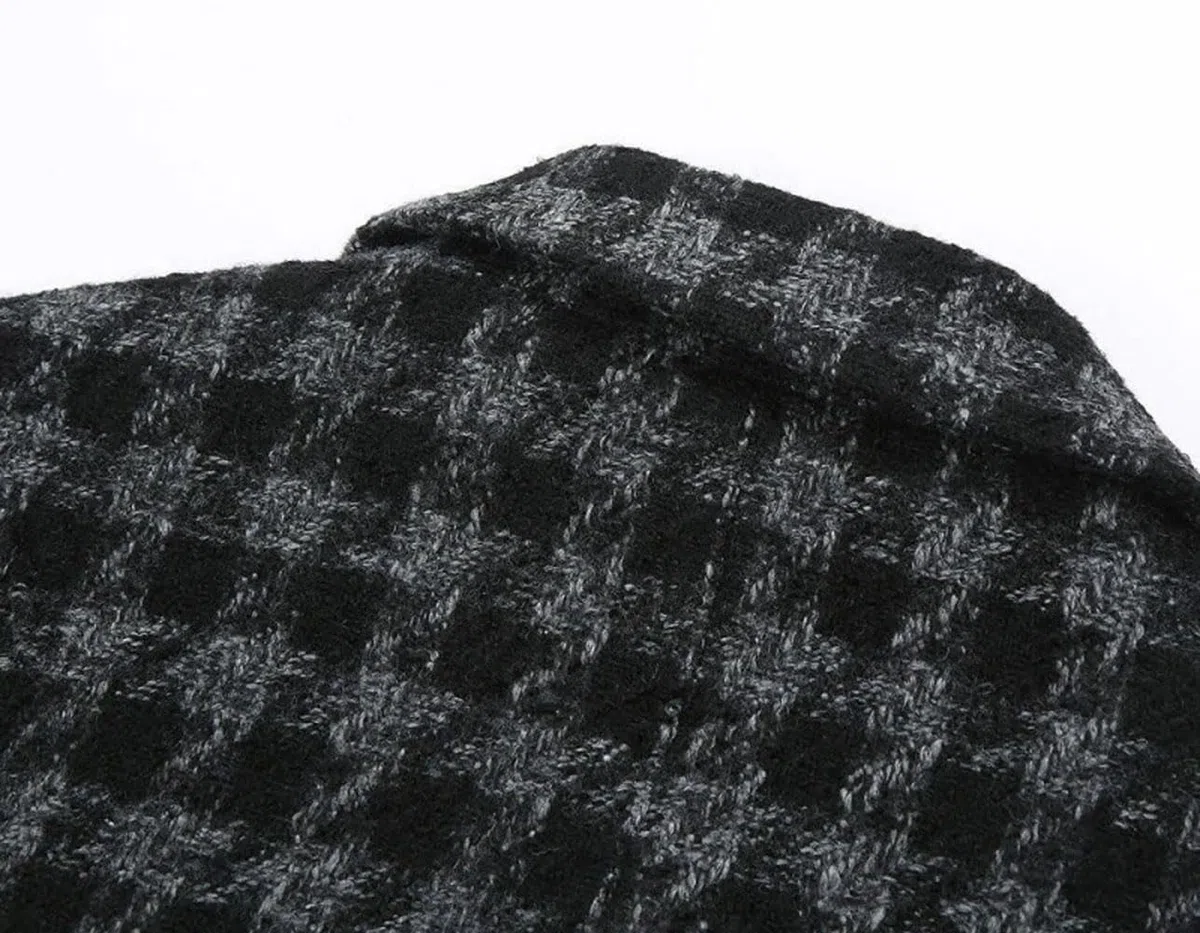 Cappotto in lana scozzese trapuntato caldo da Donna autunno/inverno con tasche spesso ampio doppiopetto lunghezza media