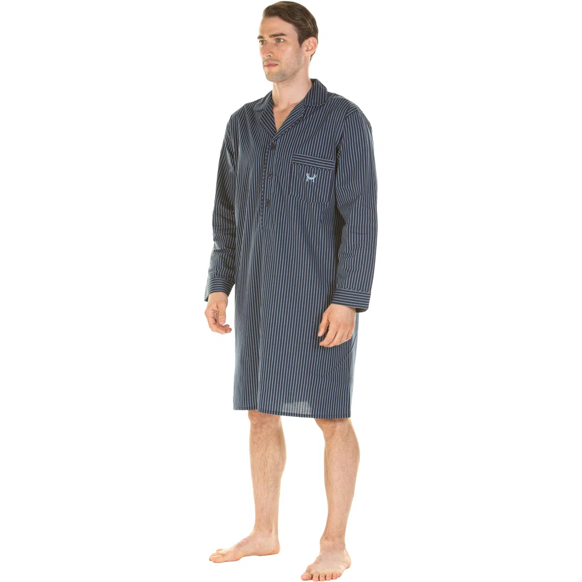 Haigman Camicia da Notte da Uomo a Maniche Lunghe in Cotone