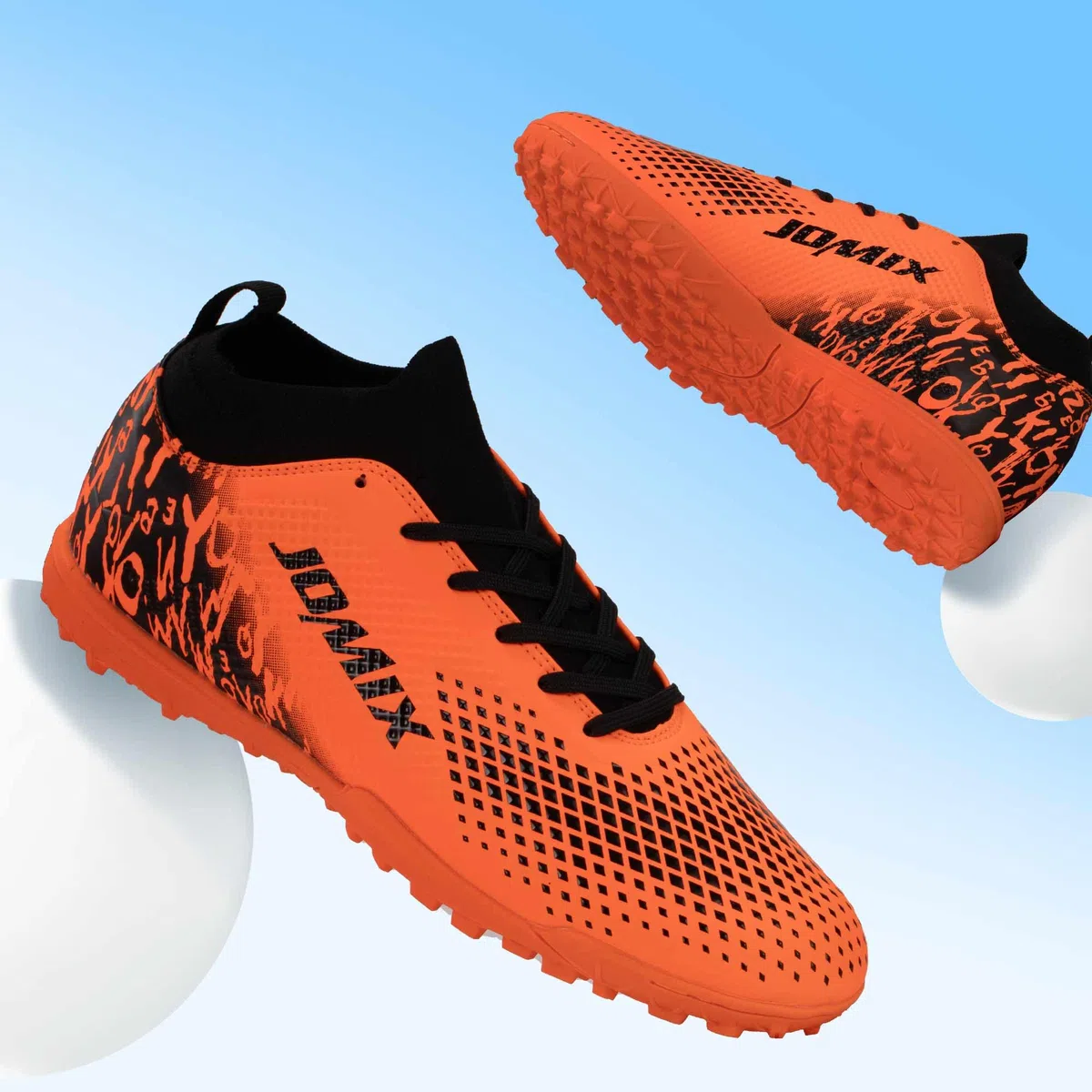JOMIX Scarpe da Calcetto Calcio Unisex Bambini Ragazzi Adolescenti – Multitacchetti TF per Campi Sintetici ed Erba Artificiale – Leggere Resistenti Antiscivolo WOS250436 (Arancione, 39)