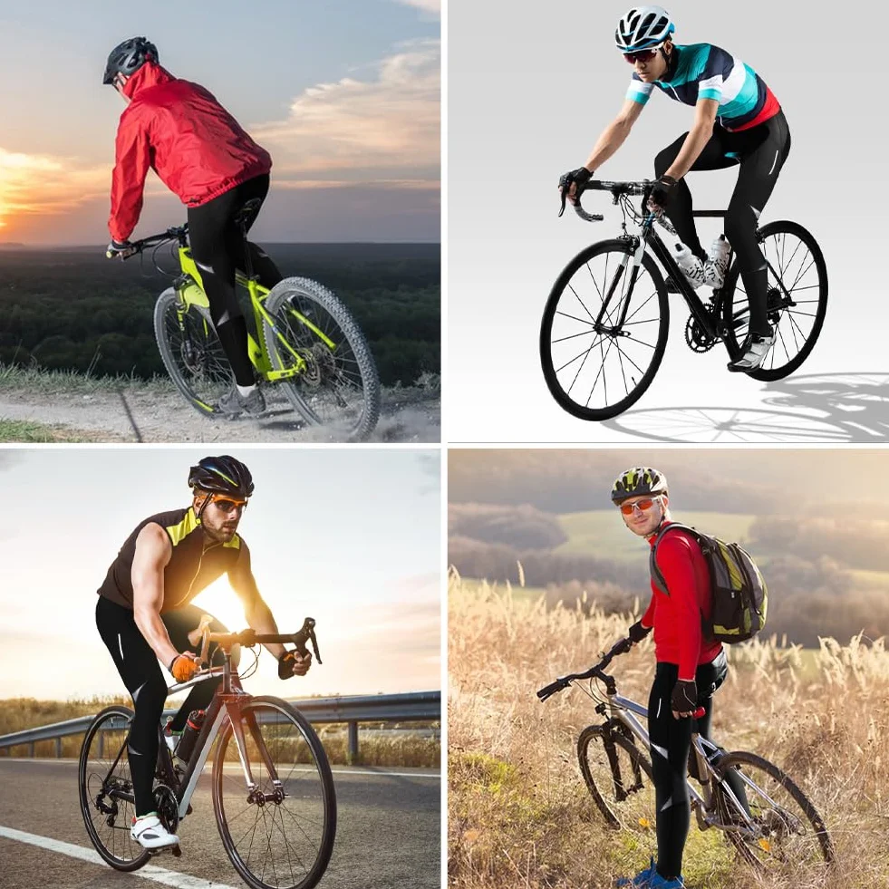 NuCamper Pantaloni Ciclismo Uomo Traspirante Compressione Mutande MTB Pantaloni Fondello con Imbottitura Cuscinetti Perforati al Laser e Strisce Riflettenti Adatto per La Guida Notturna Moto