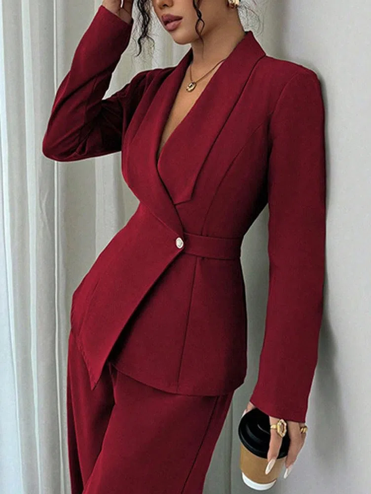 ORANDESIGNE Tailleur Donna Elegante Curvy Tailleur Pantaloni e Giacca 2 Pezzi Ufficio Completo Due Pezzi Set Cerimonia Feste Matrimonio
