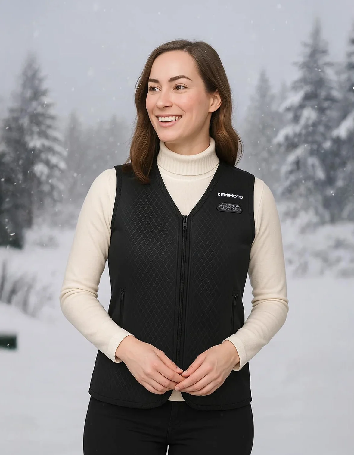 KEMIMOTO Gilet Riscaldato Donna, Elettrico Gilet Riscaldato con USB, Giubbotti Riscaldati a Batteria Doppi Controlle per all’aperto Lavoro Sci Escursionismo Caccia Moto