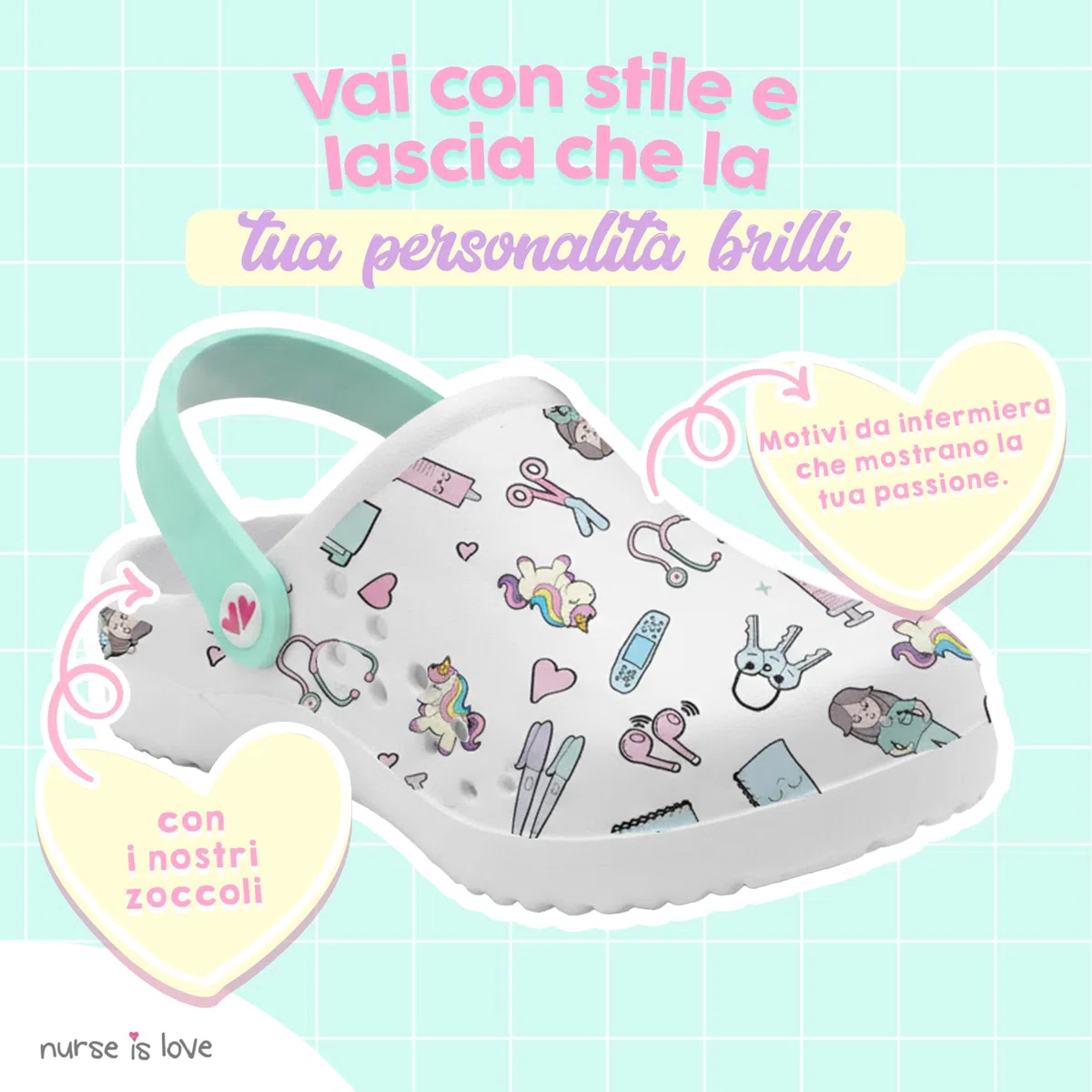 Nurse is Love Sabots Femme - Sabots Eva Légers, Chaussures Casual Mode | Cadeau Original pour Elle | Design Amusant - PT IT