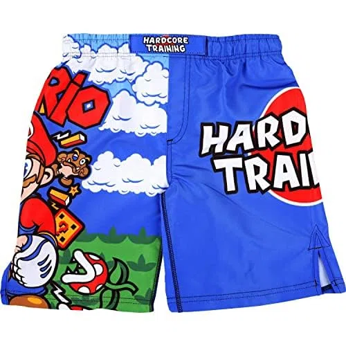 Hardcore Training Pantaloncini da Boxe per Bambini in Poliestere per Boxe Kickboxing Muay Thai Arti Marziali Sport da Combattimento Traspirante e Leggero