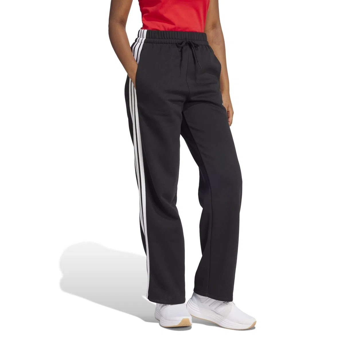 Adidas Donna Essentials 3-Stripes Open Hem Fleece Pants