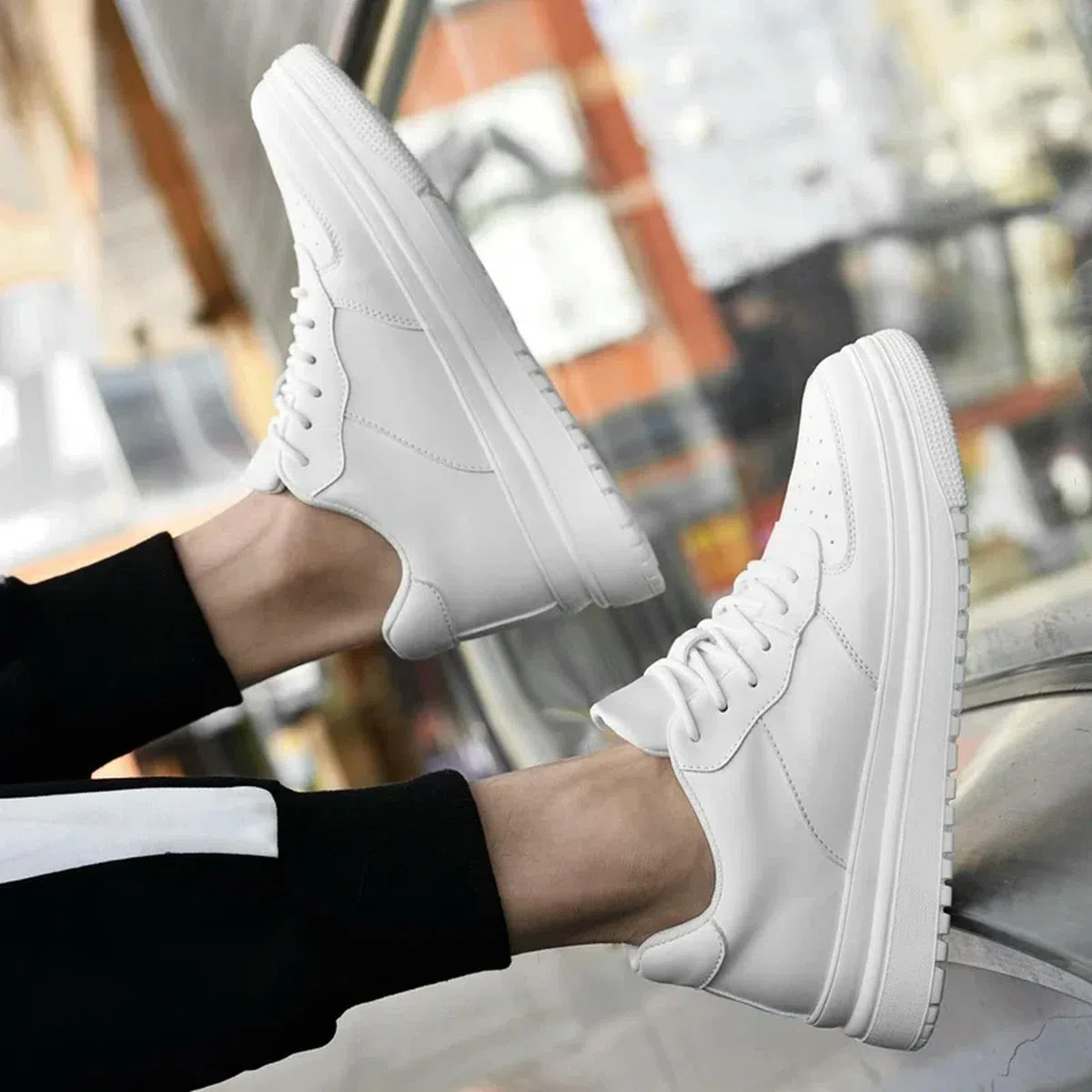 Scarpe Sportive Sneaker Man Elevator Scarpe Altezza Aumentare Shole 8 Cm Scarpe più Alte Bianche Uomini Leisure Comode Sport Traspiranti