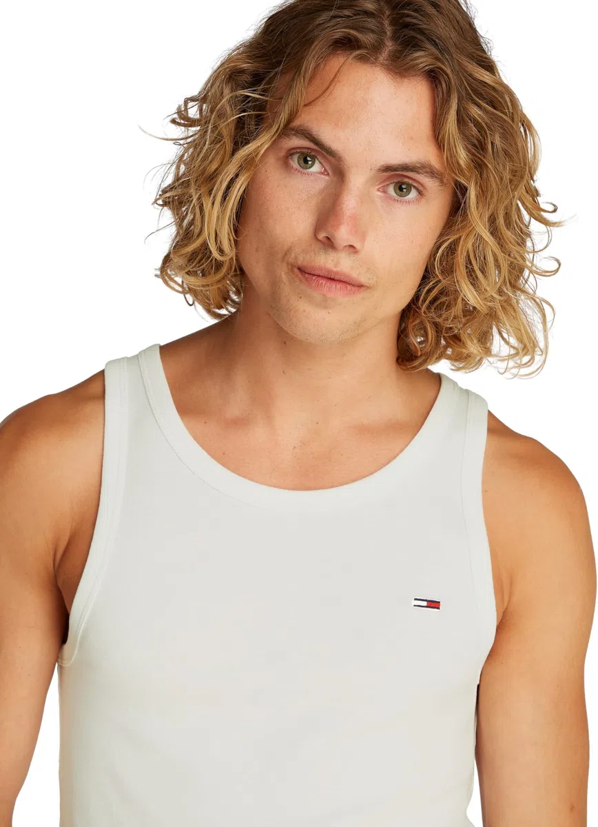 Tommy Jeans Uomo Canotte Confezione da 2 Rib con Scollo Rotondo