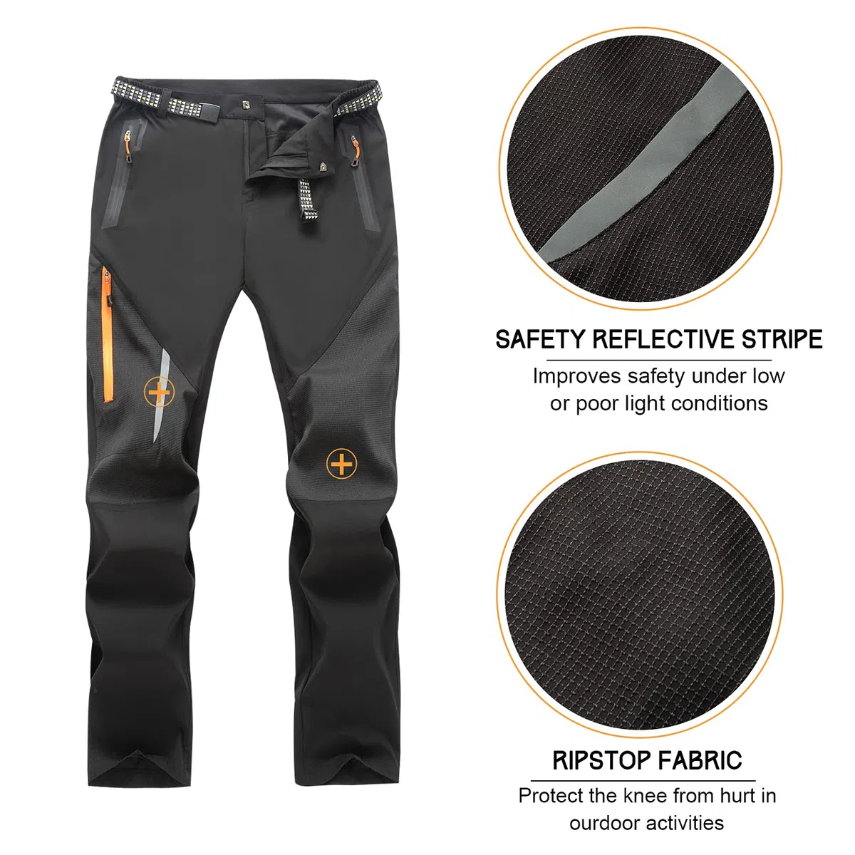 Pantaloni da Passeggio Traspiranti all'aperto da Uomo Pantaloni Tattici Antivento Leggeri Pantaloni da Trekking in Vita Elastica con Tasche con Cerniera