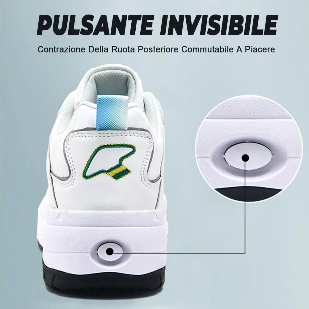 ENEN Scarpe con Rotelle Bambina, Sportive Scarpe da Skateboard, 4 Ruote Skateboard Sneakers Outdoor Multisport Scarpe da Ginnastica da Pattini per Ragazze e Ragazzi 30-42 EU