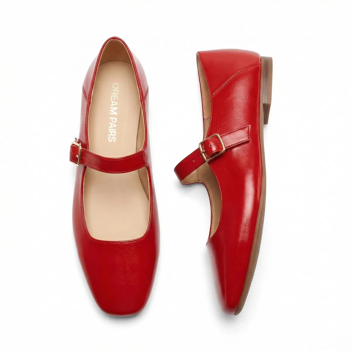 DREAM PAIRS Ballerine Mary Jane da Donna con Cinturino Regolabile con Fibbia, Fodera Morbida, Punta Quadrata per Ufficio e Tempo Libero