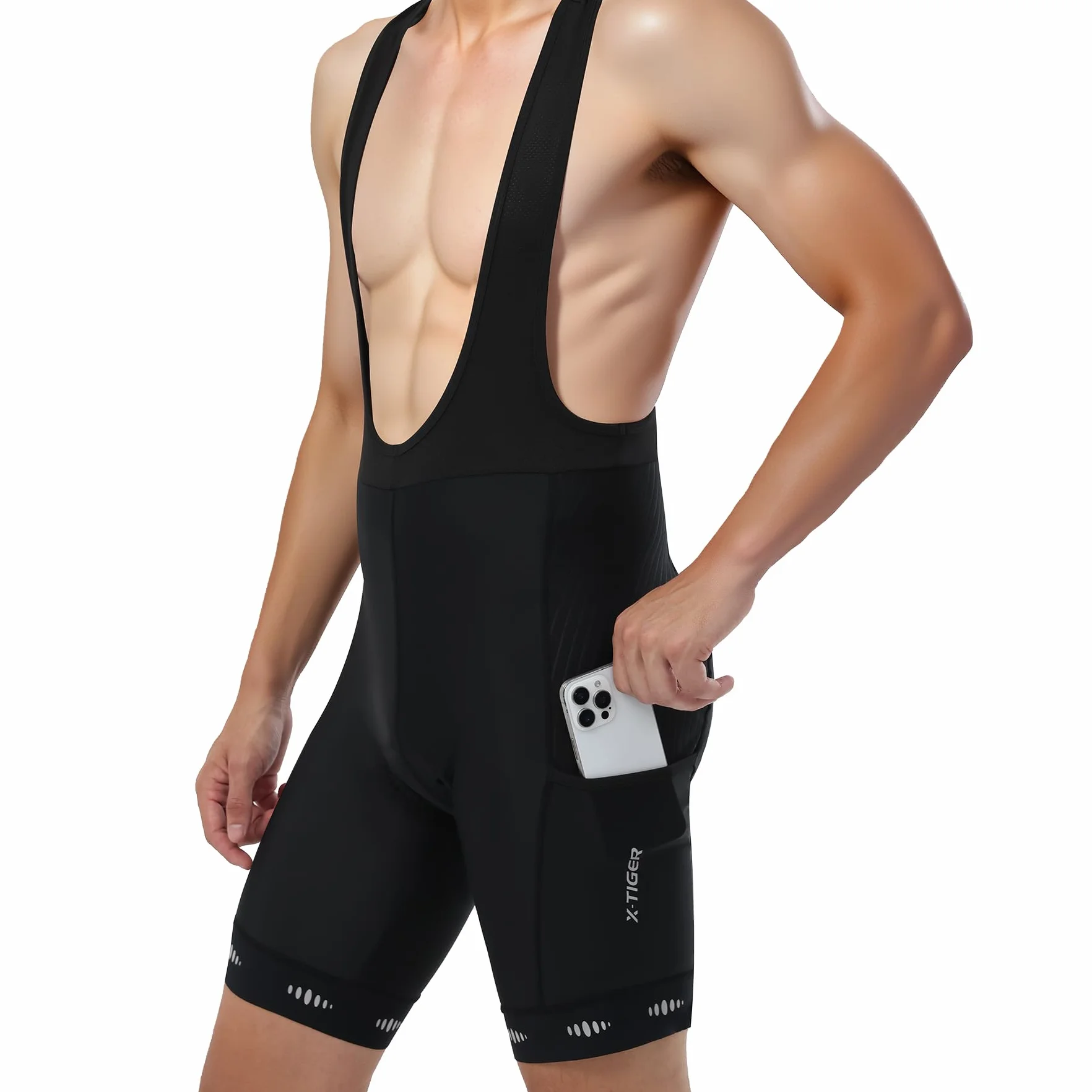 X-TIGER Salopette Ciclismo Uomo per MTB con Cuscino in Gel 5D 3 Tasche Traspirante e a Secco Rapido