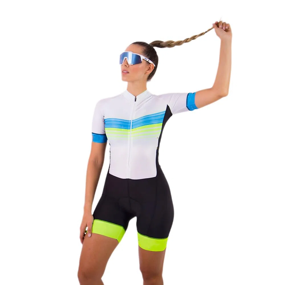 Tuta da ciclismo da donna, a maniche corte, da triathlon, abbigliamento da ciclismo