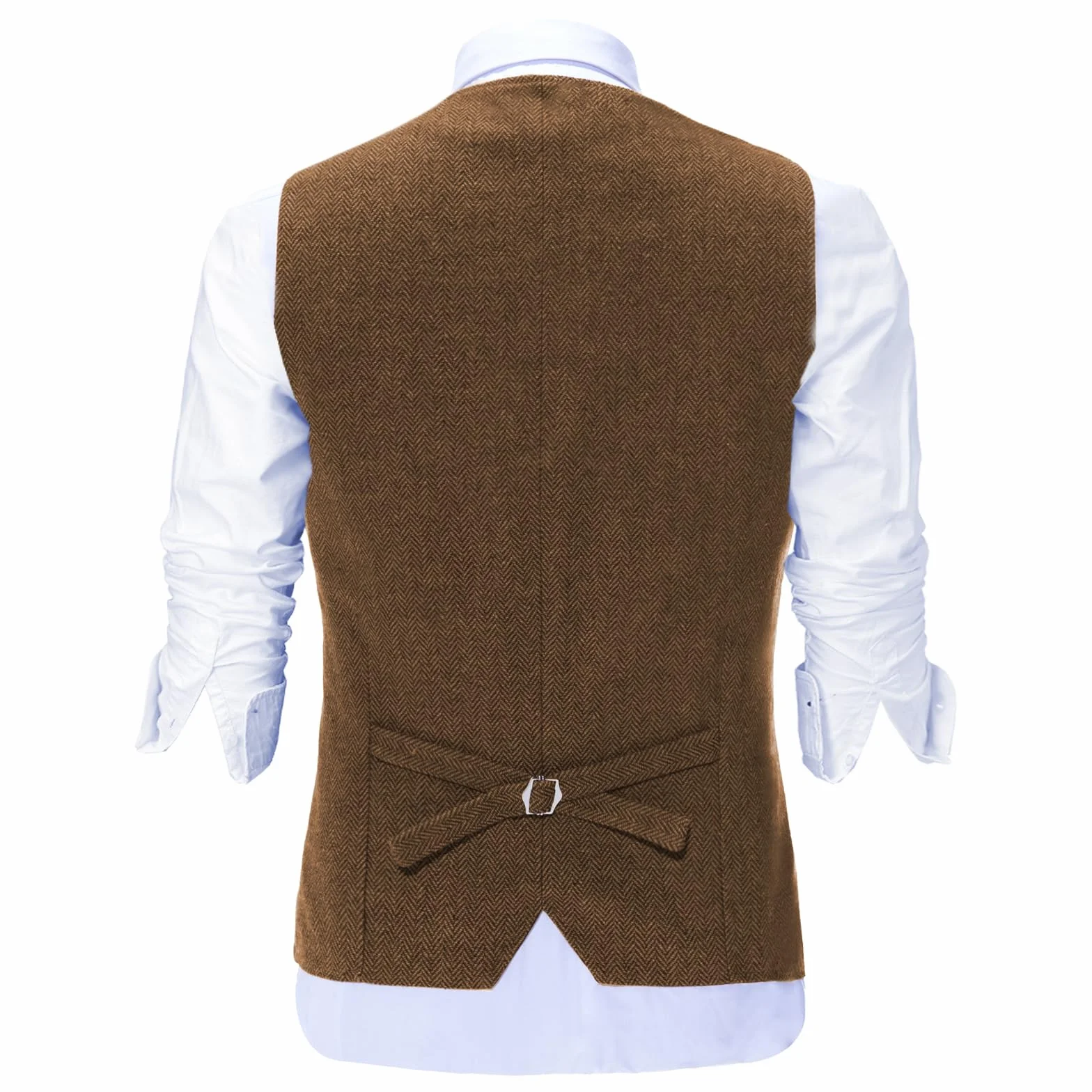 Solovedress - Gilet da uomo in lana, tessuto tweed, con motivo a spina di pesce, scollo a V, adatta per matrimoni