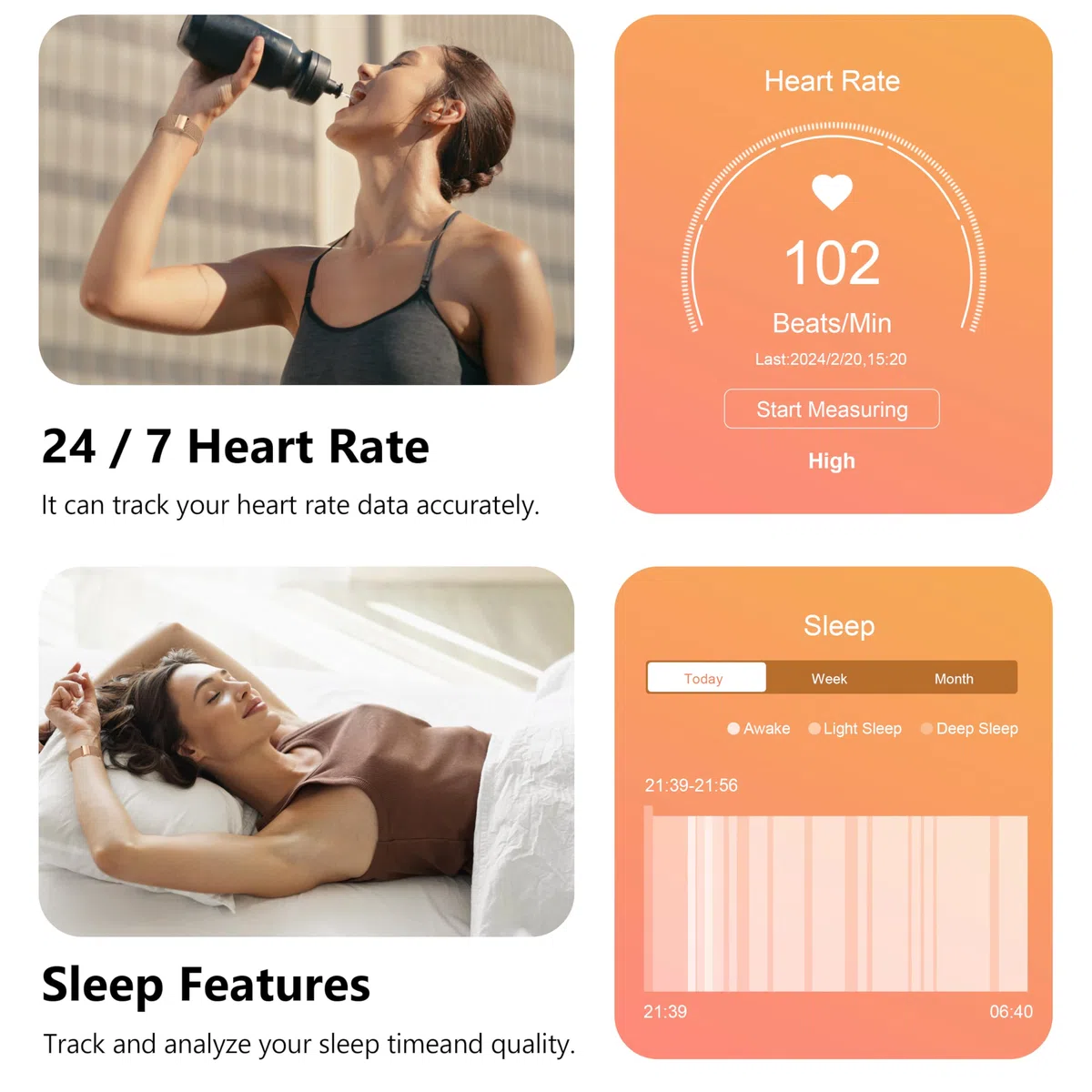 Smartwatch Uomo Donna,2.01" Fitness Orologio Effettua/Rispondi alle Chiamate,Monitoraggio SpO2/Sonno/Frequenza Cardiaca 100+ modalità Sportive Pedometro