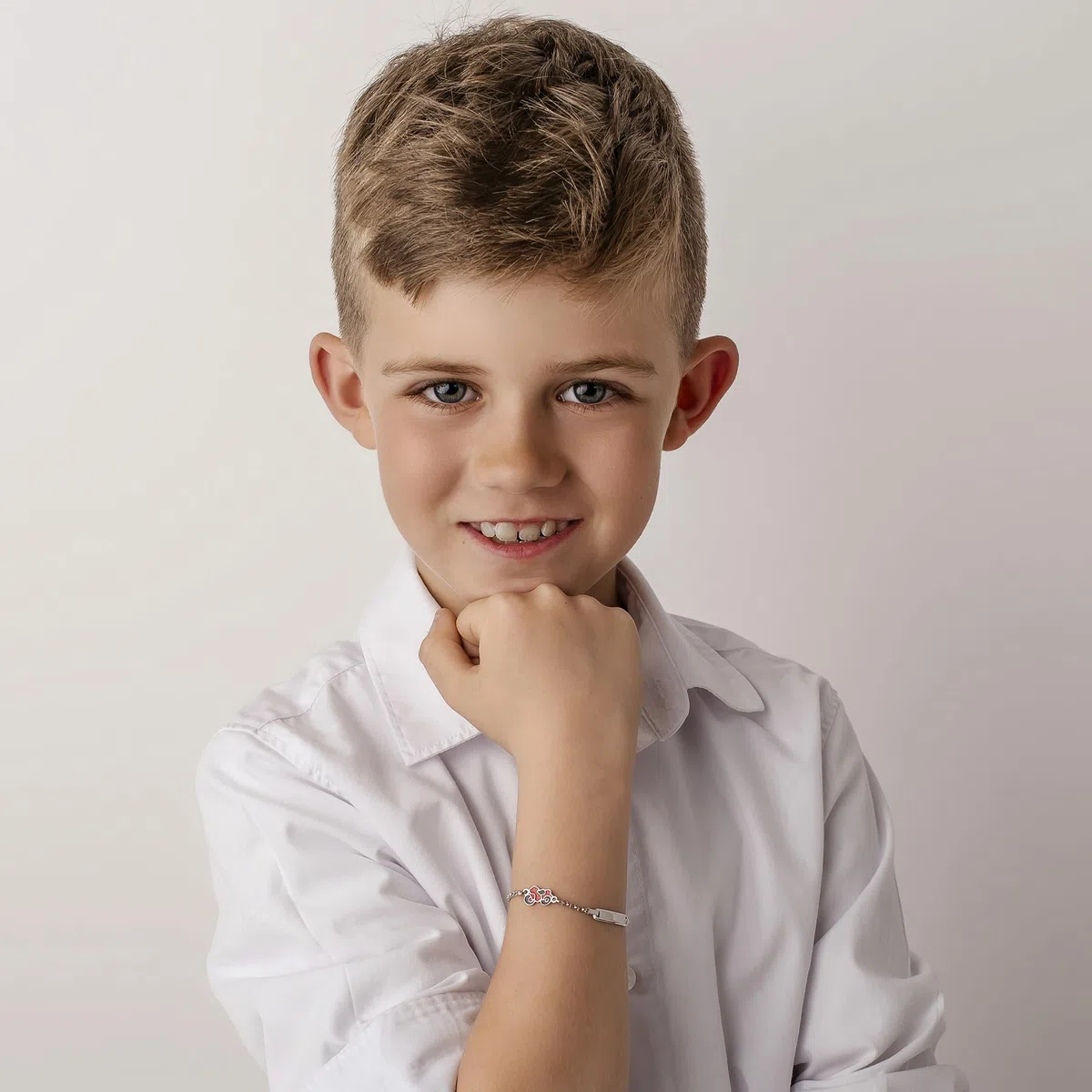 Sakrami Bracciale in Argento per Bambini Incidibile con Moto Smaltata