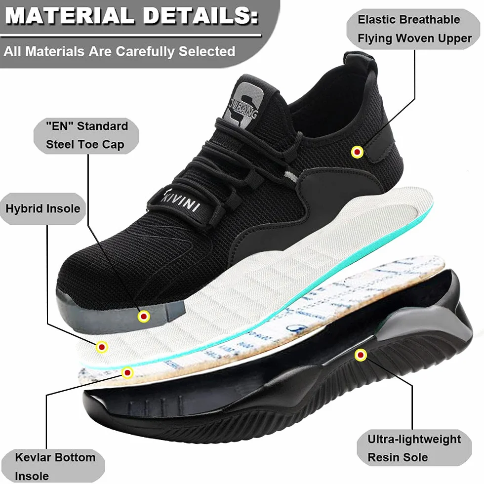 Scarpe Antinfortunistiche Uomo Donna Safety Shoes Punta in Acciaio Leggere Scarpe da Lavoro Traspiranti Sneakers Antinfortunistiche
