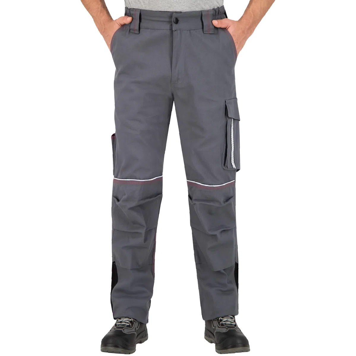 BWOLF Raptor 100% cotone, pantaloni da lavoro da uomo, pantaloni da lavoro con tasche multifunzionali, tasche imbottite, strisce riflettenti
