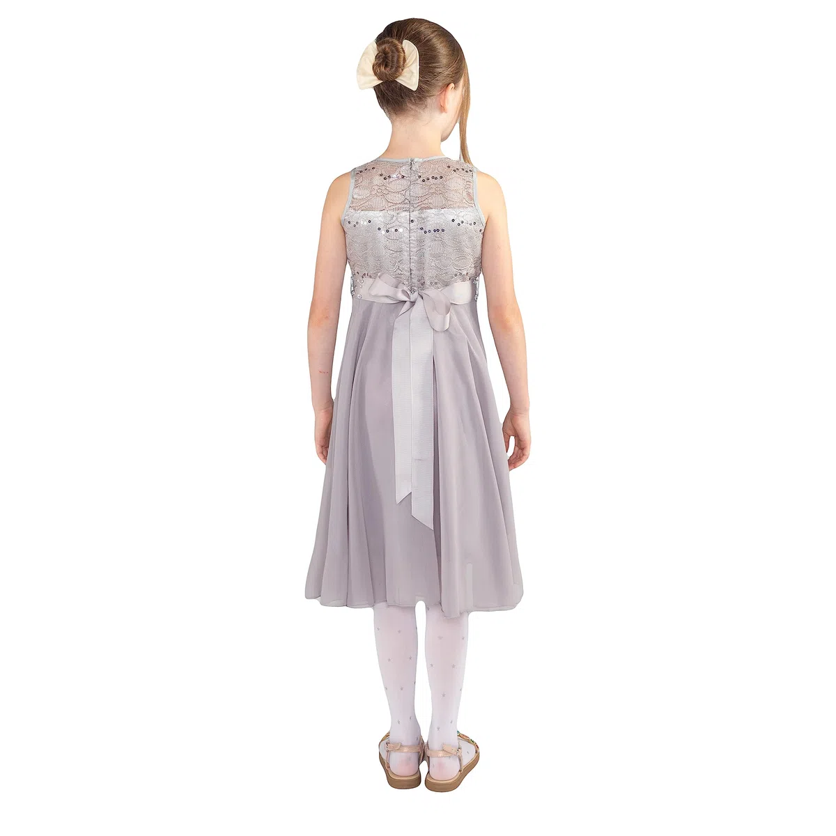 Barielle 10010 - Abito da Ballo in Pizzo, con Paillettes, con Cintura Staccabile con Strass per Bambine, 110-176