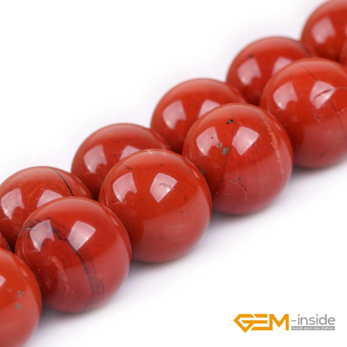 Gem-Inside - Diaspro rosso da 16 mm, perline sfuse in cristallo naturale rotondo energizzante, per la creazione di gioielli, 38,1 cm