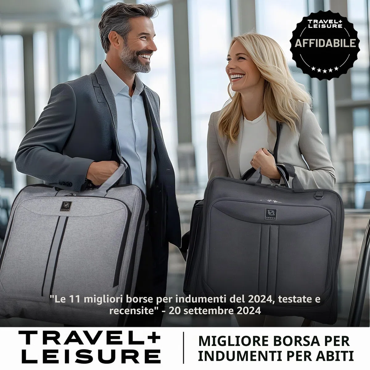 ZEGUR Borsa Porta Abiti da Viaggio – Custodia Pieghevole per Abiti e Completi con Tracolla – Poliestere 1800D Impermeabile per Viaggi d'Affari