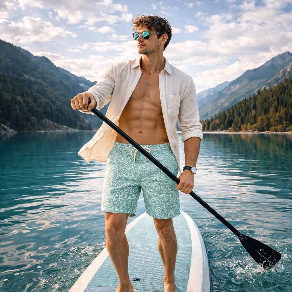 Costume da Bagno Uomo Asciugatura Rapida, Pantaloncini da Nuoto in Poliestere per Spiaggia e Piscina, Shorts Sportivi con Fodera in Rete e Tasche