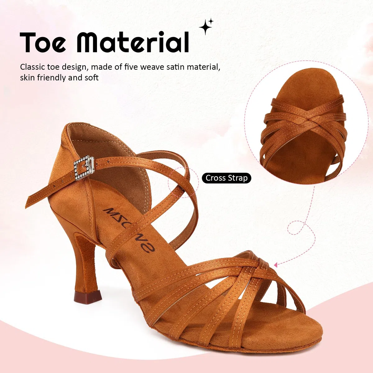 SWDZM Scarpe da Ballo Latino Americano Donna Salsa e Bachata Donna Tacco 7