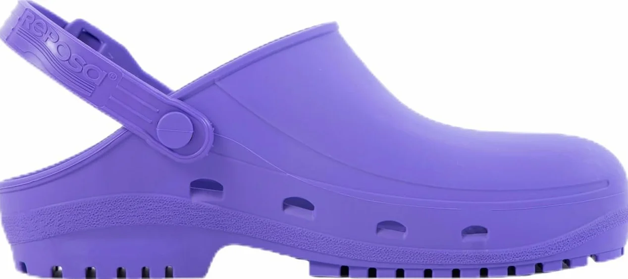 REPOSA Max - Zoccoli Sanitari Donna e Uomo in Gomma con Suola Antiscivolo SRC, Ciabatte Sanitarie Anatomiche con Laccetto Regolabile, Scarpe Sanitarie Sterilizzabili Antishock Traspiranti Leggere