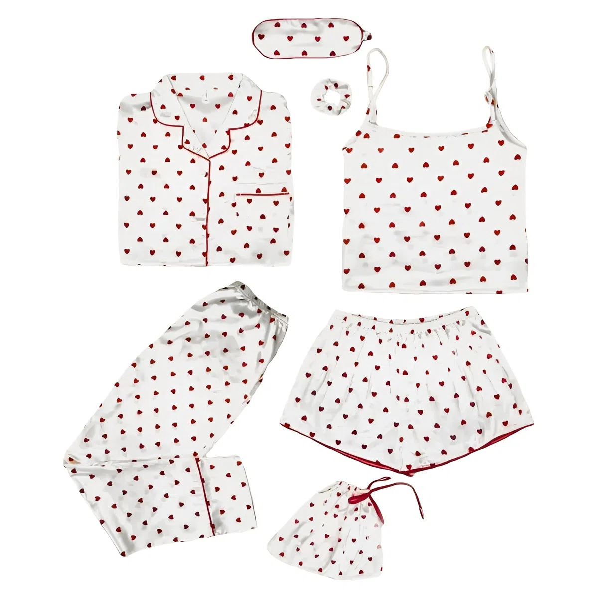 Ragazze Bambine 7PCS Raso Set Pigiama Primavera Estate Top & Pantaloni Indumenti da Notte