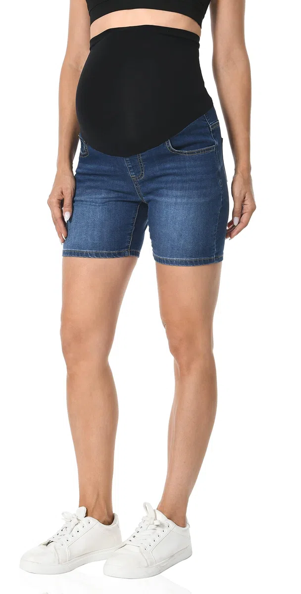 Jeans Pantaloncini premaman alla moda, jeans sopra la pancia, jeans estivi alla moda, jeans premaman corti