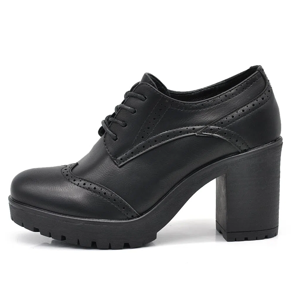 IF Fashion Scarpe da Donna Stringate Francesine Ricamo Tacco Grosso Pelle Sintetica IF146