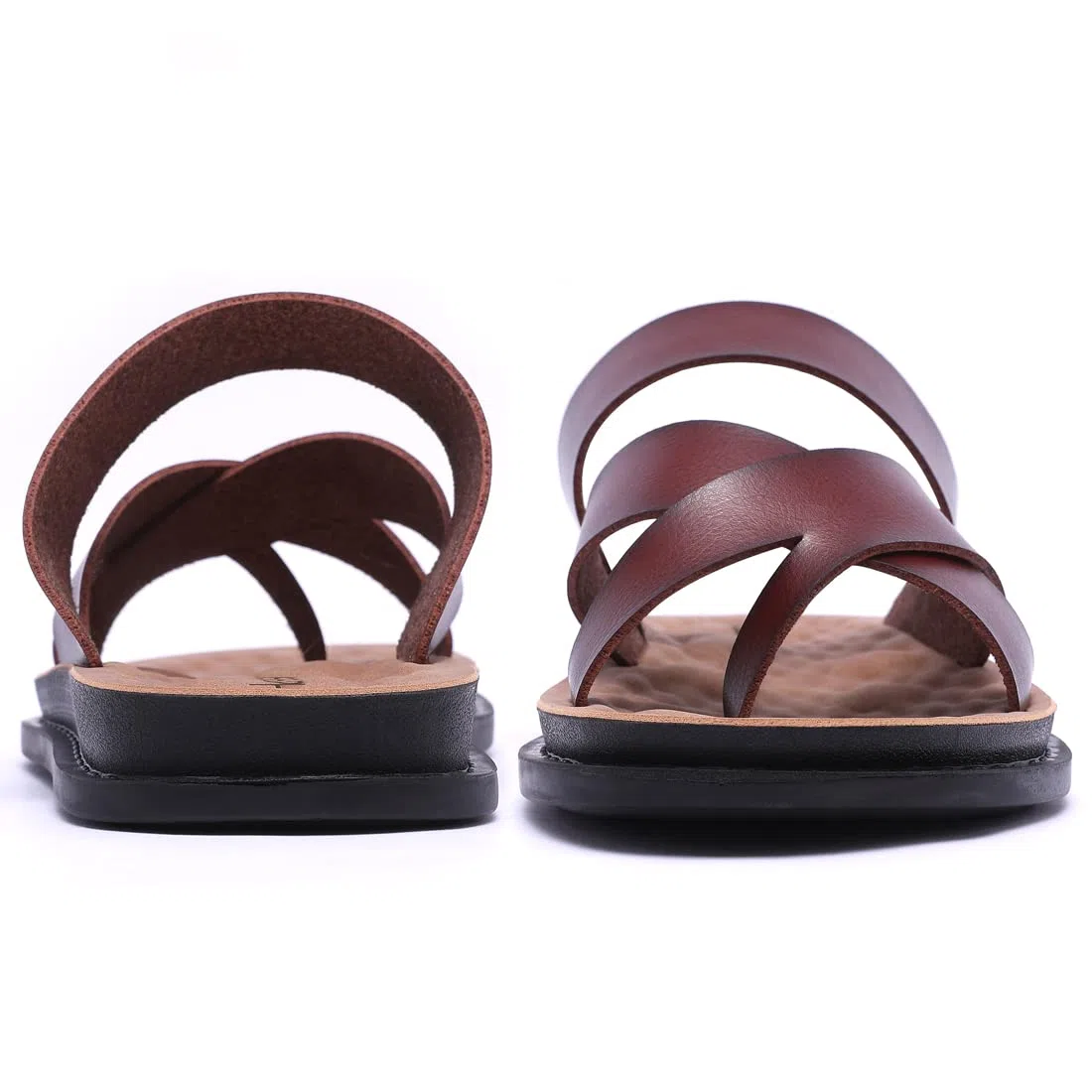 Harssindanzar Sandali infradito da uomo,Sandali in pelle Flip-Flops Slip On Cross Straps Slide Sandali Toe Ring Style per gli uomini KM221EU1
