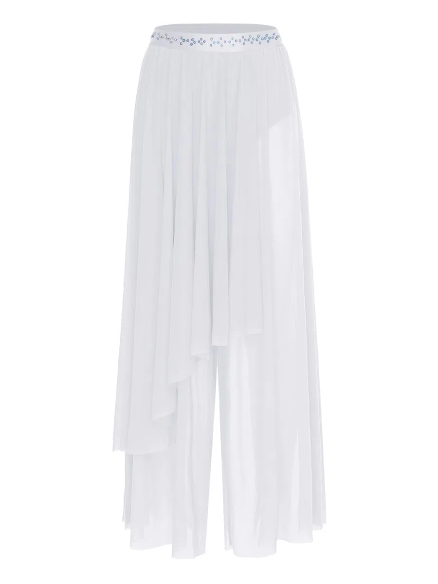CHICTRY Set da Ballo Latino Americano Donna Monospalla Maglietta Danza Classica Moterna Crop Top + Pantaloni Chiffon Abito da Jazz Hip Hop Competizione