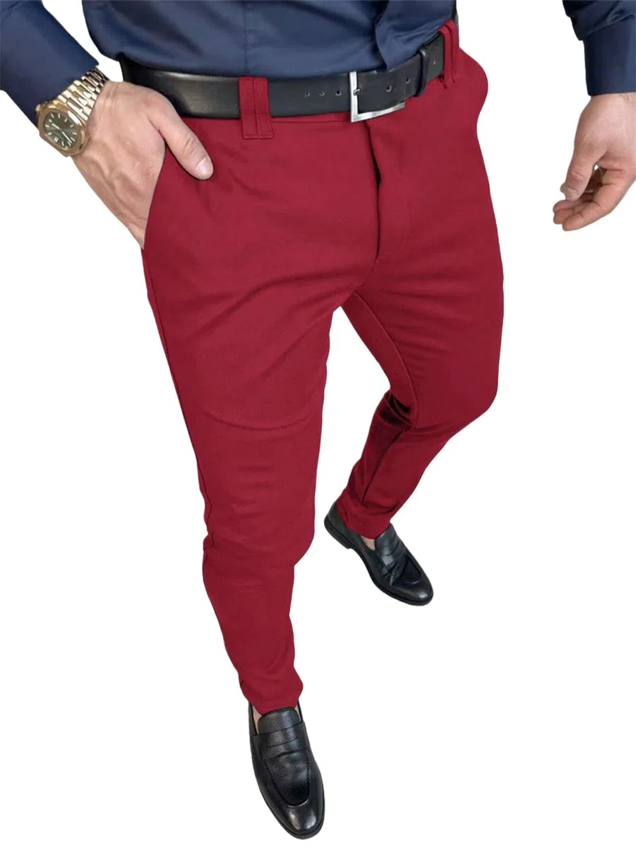 Pantaloni aderenti elasticizzati da uomo, vestibilità aderente, pantaloni affusolati, pantaloni skinny da uomo, tuta espandibile in vita